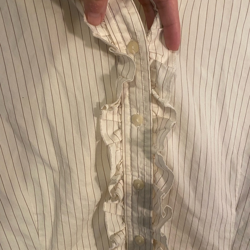 Cream Striped Ruffle Blouse - Picture 3 of 5